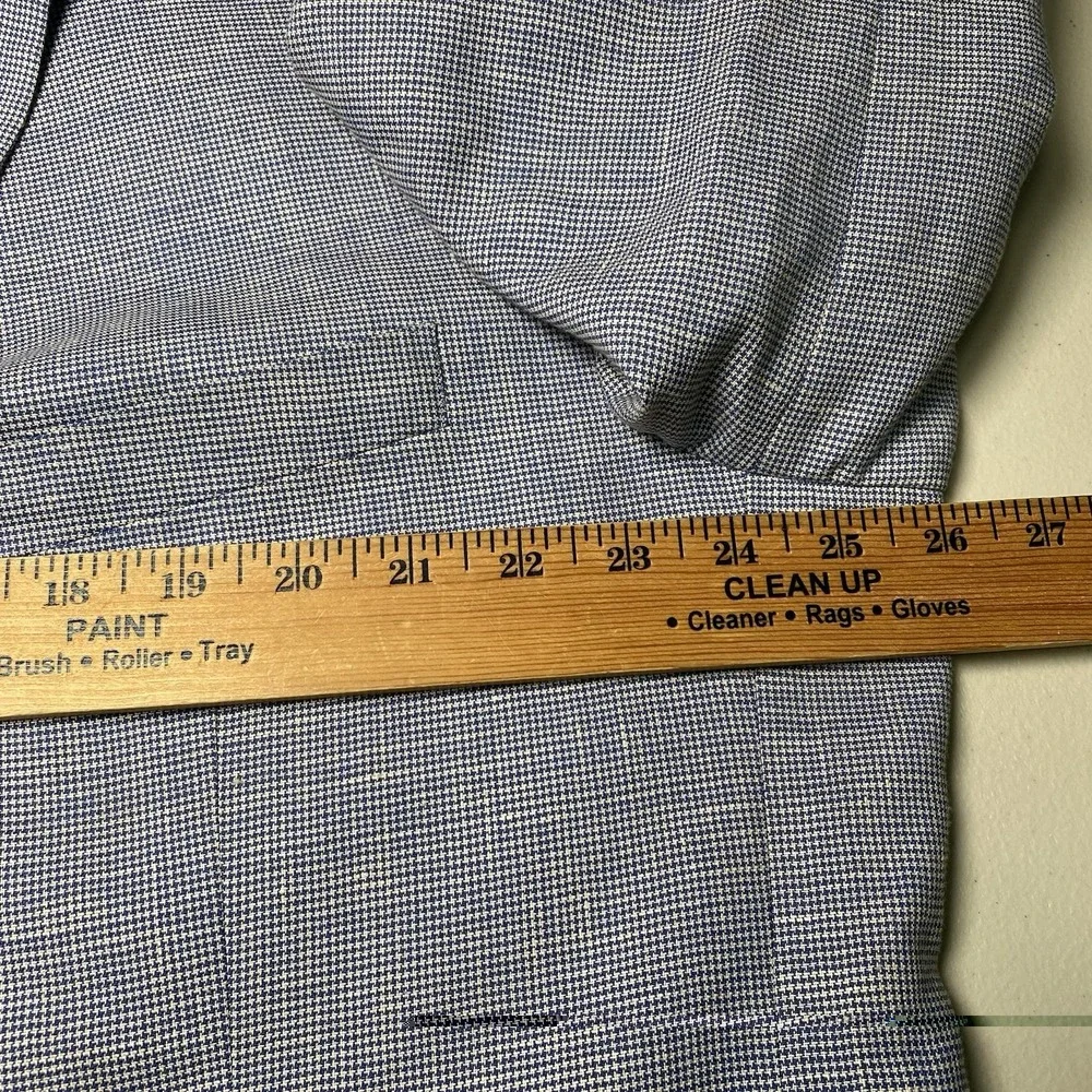 Jos A Bank Blazer 50R Executive Tailored Fit Linen Wool 2B2V Blue Puppytooth